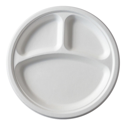 Bagasse 3 Compartment Round Plates