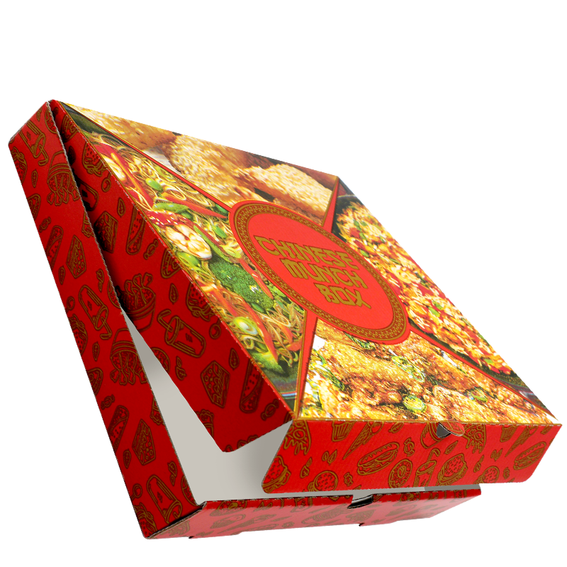 ICS Pizza Box Printed Chinese Munch Boxes