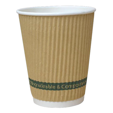 Dispo Ripple Wall Paper Cups Ingeo PLA Compostable Kraft Ripple