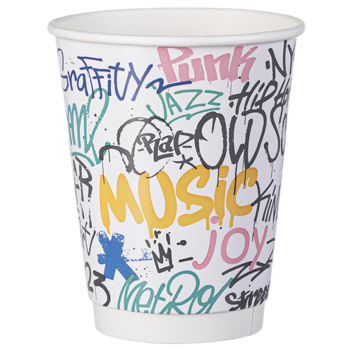 Intertan Double Wall Paper Cups Double Wall Graffiti Mixed Design Cups