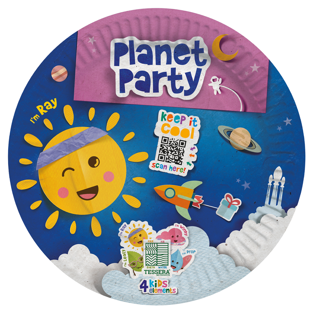 Intertan Disposable Tableware Planet Party / 96 Plates 4KIDS Elements Paper Plates