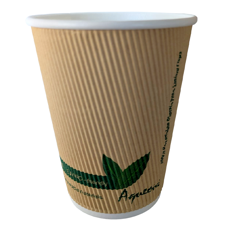 Dispo Ripple Wall Paper Cups Plastic Free Lining Aqueous Coated Compostable Kraft Ripple