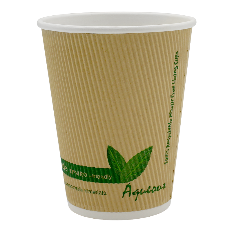 Dispo Ripple Wall Paper Cups Plastic Free Lining Aqueous Compostable Kraft Ripple