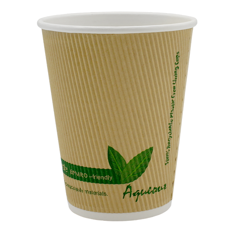 Dispo Ripple Wall Paper Cups Plastic Free Lining Aqueous Compostable Kraft Ripple