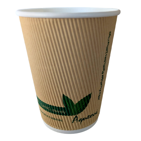 Dispo Ripple Wall Paper Cups Plastic Free Lining Aqueous Coated Compostable Kraft Ripple