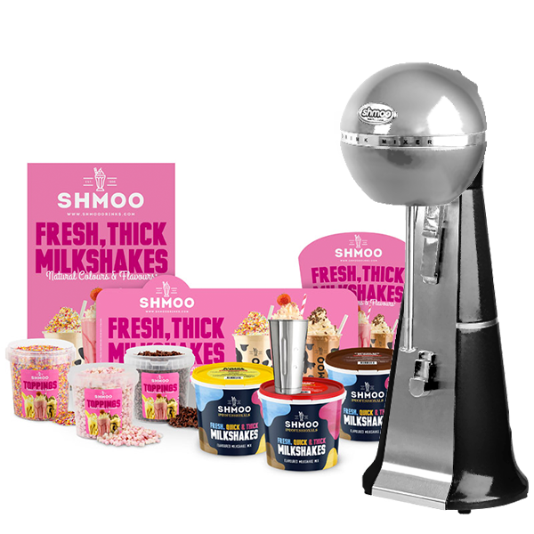 Aimia Foods Shmoo Milkshake Machine Shmoo Milkshake Luxury Black Spindle Mixer with Starter Pack