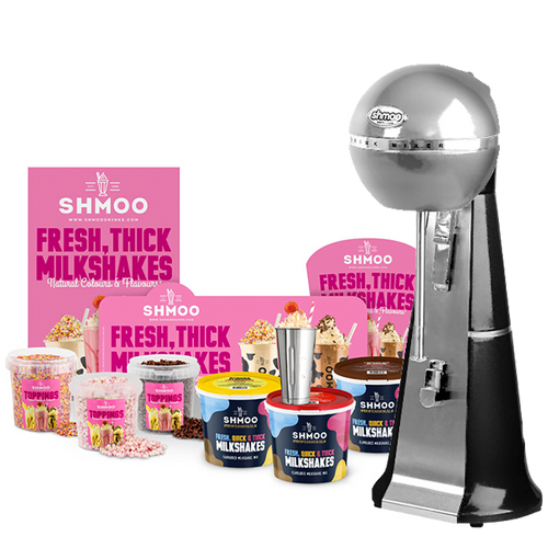 Aimia Foods Shmoo Milkshake Machine Shmoo Milkshake Luxury Black Spindle Mixer with Starter Pack