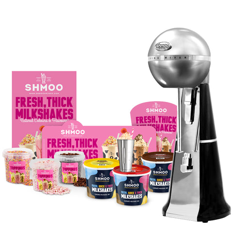 Aimia Foods Shmoo Milkshake Machine Shmoo Milkshake Luxury Black Spindle Mixer with Starter Pack