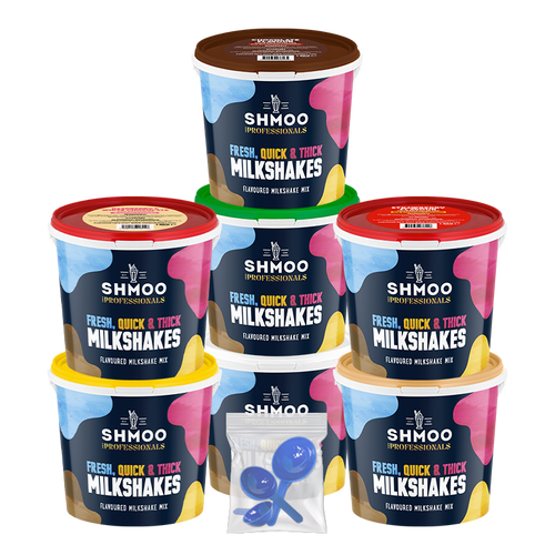 Aimia Foods Shmoo Milkshake Mix 7 x 1.8kg Tubs / Free Pack of Scoops Shmoo Milkshake Ultimate Bundle with Free Scoops